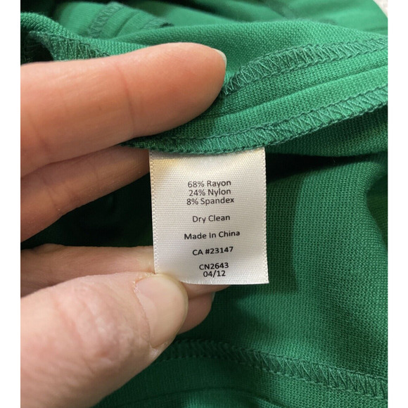 Talbots Green Long Sleeve Faux Wrap Ponte Dress Side Ruched Womens Size 4 - Picture 9 of 9